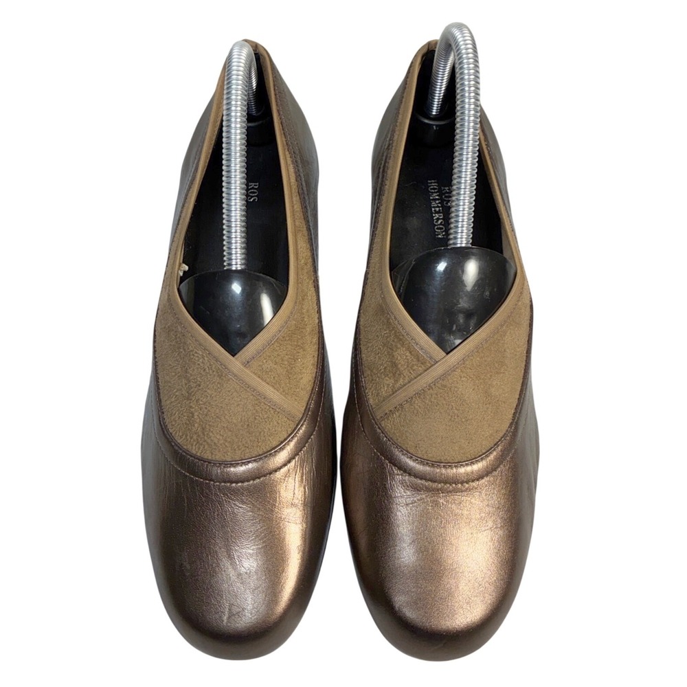 Ros Hommerson Marion Ballet Bronze Nappa Leather Flats Comfort Slip On Shoes 9M